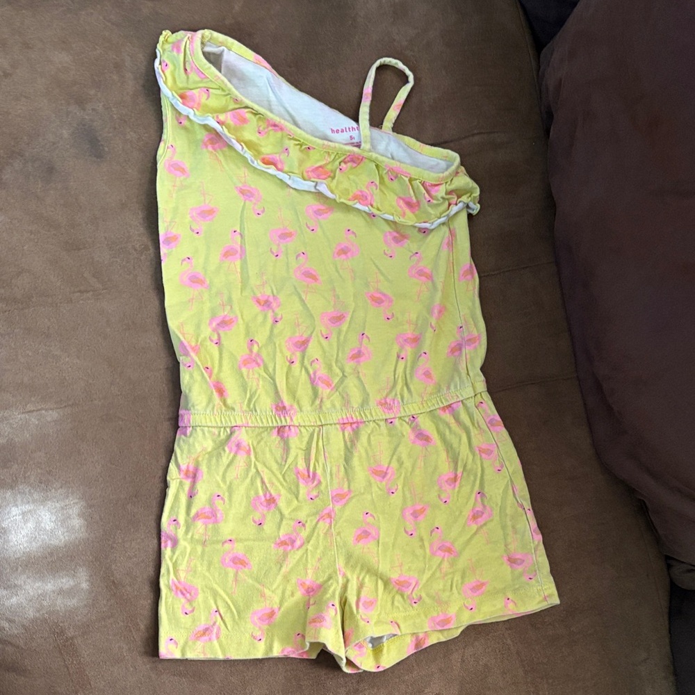 Healthtex Flamingo Print Kids One Piece in Yellow and Pink